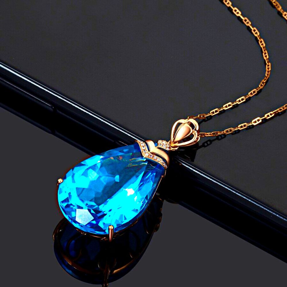 Blue Topaz Drop Necklace